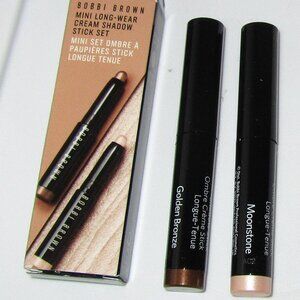Bobbi Brown Mini Long-Wear Cream Shadow Stick Set: Golden Bronze/Moonstone: NEW!